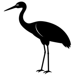 crane bird black silhouette vector with white background. Wild animal vector