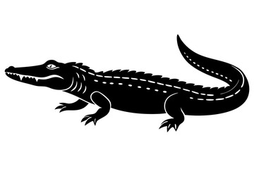 crocodile black silhouette vector with white background. Wild animal vector