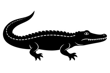 crocodile black silhouette vector with white background. Wild animal vector