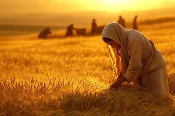 Ruth gleaning in boaz’s field