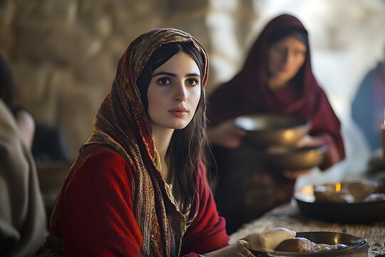 Mary sitting at jesus&rsquo;s feet while martha serves