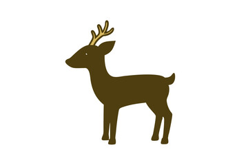 Deer silhouette vector with white background. Wild animal vector