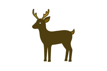 Deer silhouette vector with white background. Wild animal vector