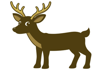 Deer silhouette vector with white background. Wild animal vector