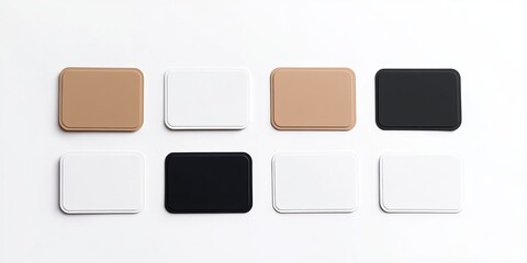 Adhesive sticker mockups with curved corners Blank rectangle sticky label templates