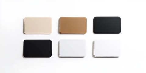 Adhesive sticker mockups with curved corners Blank rectangle sticky label templates