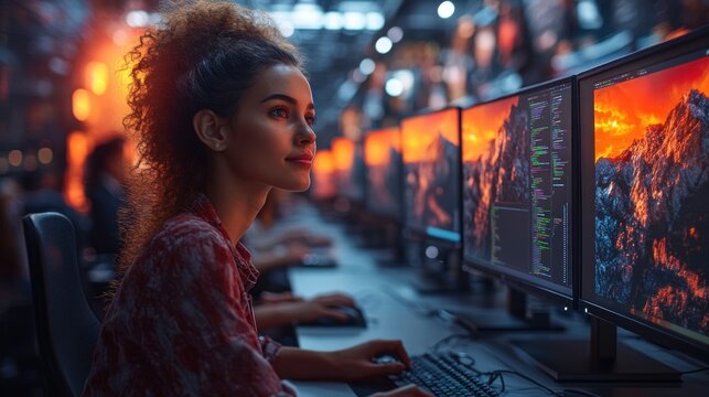 Team Collaboration in Modern Office Environment Discussing Software Development and Strategy