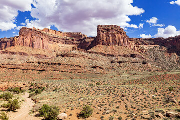 Fototapeta premium Red sandstone arid desert canyon landscape in Utah, USA