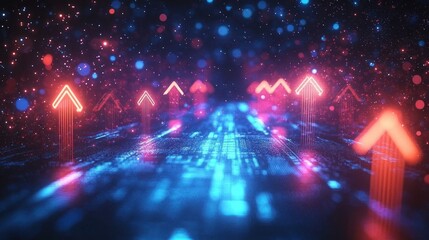 Abstract Business Transformation Concept Image Illustrating Growth Development Strategy and Market Expansion in a Futuristic Digital Landscape