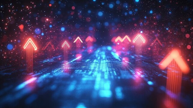 Abstract Business Transformation Concept Image Illustrating Growth Development Strategy and Market Expansion in a Futuristic Digital Landscape