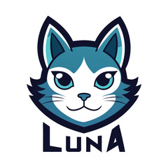 Luna cat head mascot logo