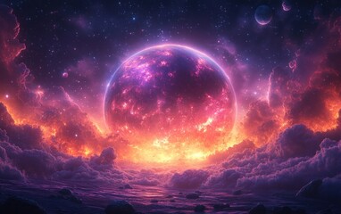 Nebula and Asteroid Field in Cosmic Landscape of Distant Planet Exploration