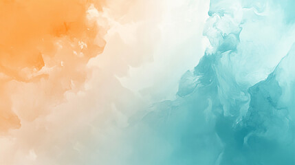 Soft Orange and Teal Abstract Watercolor Background