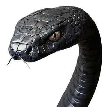 vicious black snake head white background