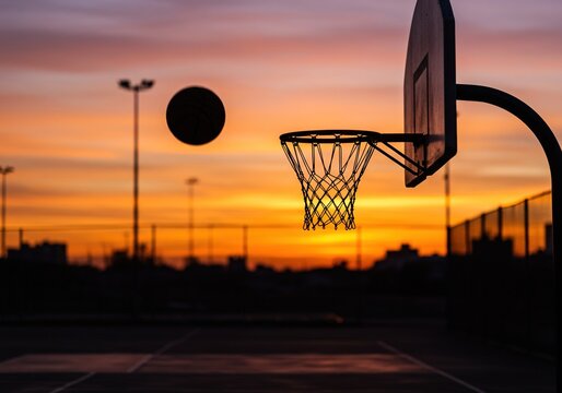 Basketball Shot at Sunset
