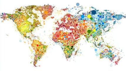 Obraz premium Diverse Connections Across a Colorful World Map