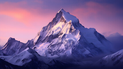 Fototapeta premium Enthralling Twilight Tranquility: A Picturesque Panorama Of The Majestic Mountain Landscape