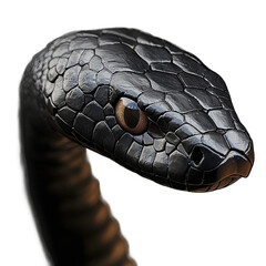 Fototapeta premium vicious black snake head white background