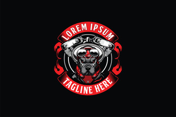 Animal Character Pitbull with motorcycle engine cartoon vector image