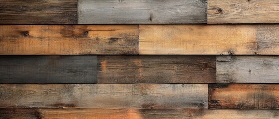 Naklejka premium Wood Grain Texture Background Vintage Reclaimed Pallet Boards Rustic Aged Timber Grunge Weathered Plank Surface Character
