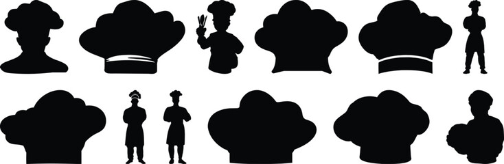 Chef silhouette set vector design big pack of restaurant illustration and icon