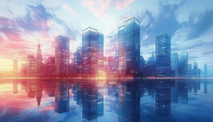 Fototapeta premium Futuristic City Skyline and Commercial Real Estate Development Planning