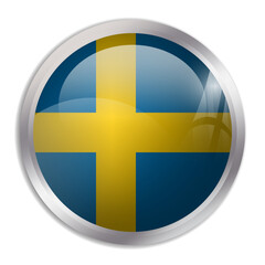 Obraz premium Sweden flag - glossy circle button displays a colorful flag representing a country cultural identity and heritage. The essence of national pride and unity.