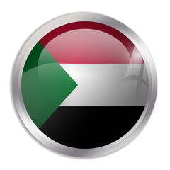 Fototapeta premium Sudan flag - glossy circle button displays a colorful flag representing a country cultural identity and heritage. The essence of national pride and unity.