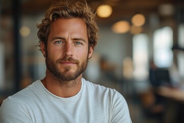 businessman portrait in modern office mature middle-aged executive confident smiling manager