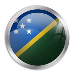 Solomon Islands flag - glossy circle button displays a colorful flag representing a country cultural identity and heritage. The essence of national pride and unity.