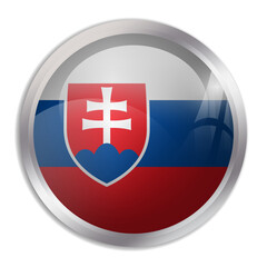 Slovakia flag - glossy circle button displays a colorful flag representing a country cultural identity and heritage. The essence of national pride and unity.