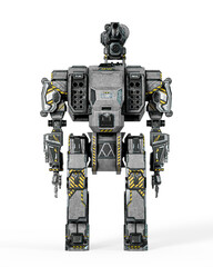 Naklejka premium the war machine is standing up on white background