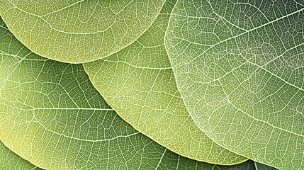 Fototapeta premium Close-up of overlapping green leaves revealing intricate vein patterns.