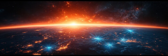 Glowing Earth Network Interactive Hologram Map with AI Data Visualization and Virtual Reality Experience