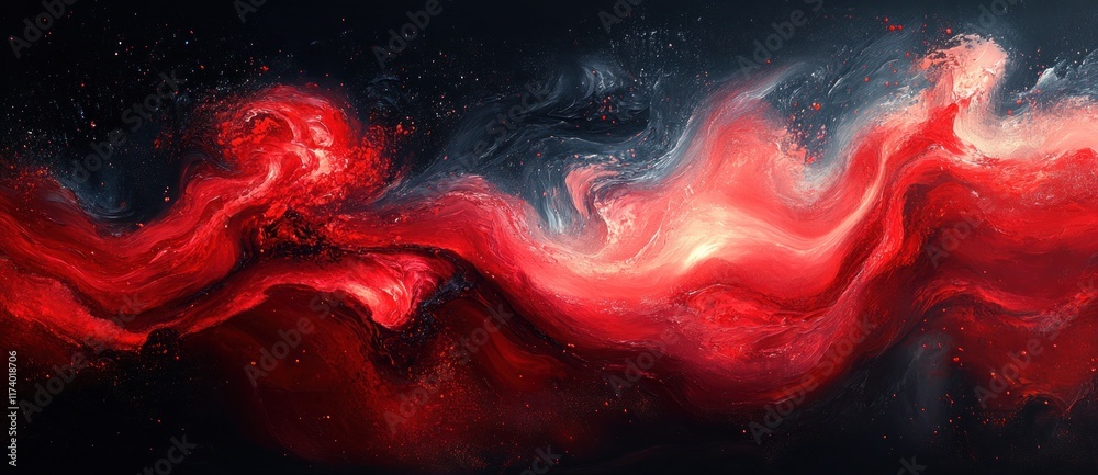 Fototapete vibrant red black abstract painting gradient wave with flowing texture and soft lighting design