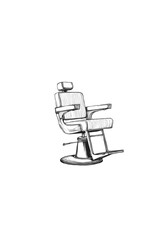 Elegant Barbershop Chair Sketch in Black and White with Adjustable Backrest and Sturdy Base