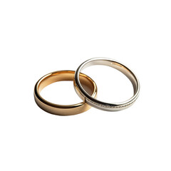 wedding rings in front of white background