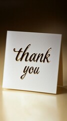 Elegant gold-embossed 'thank you' card.