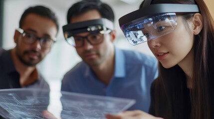 Team Collaborating on Product Designs with AR Headsets