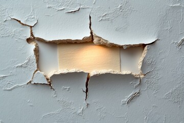 Creative cracked wall with light streaming through the opening
