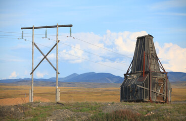 Power line in the tundra, Chukotka