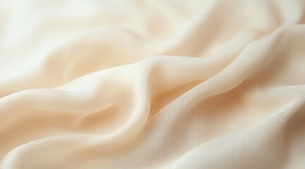 Obraz premium Silk Drapery Background in Soft Beige Tones with Blurry Cosmetics and Dreamy Texture
