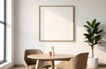 Poster mockup in dining room scandinavian interior
