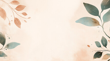 Fototapeta premium Watercolor background with leaves and soft pastel colors