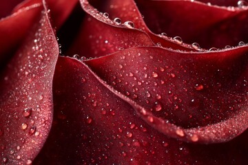 Fototapeta premium Closeup of red rose petals with water droplets