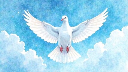 Obraz premium Watercolor dove against the sky