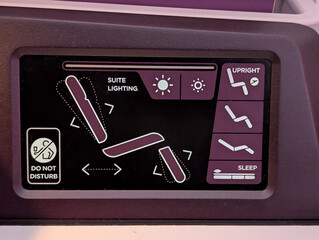 First class Airplane seat controls