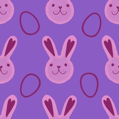 Obraz premium Spring animals seamless Easter rabbit pattern for wrapping paper and fabrics