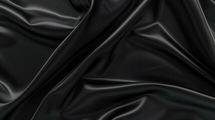 Fototapeta premium Luxurious black satin fabric flows beautifully, perfect for upscale branding or elegant backdrop needs.