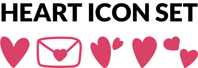 Hearts icon set, red hearts icon collection,